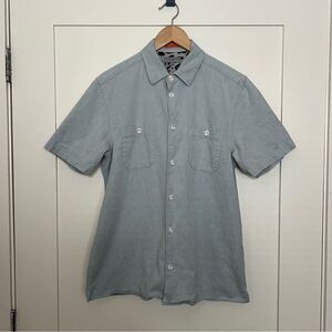 Ted Baker London Shirt Mens Large (4) Light Blue Button Up Short Sleeve Pockets
